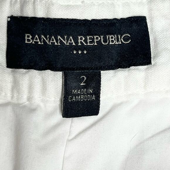 Banana Republic White Lined Linen Shorts Size 2 - Picture 7 of 7